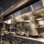 cuisine professionnelle sous hotte inox